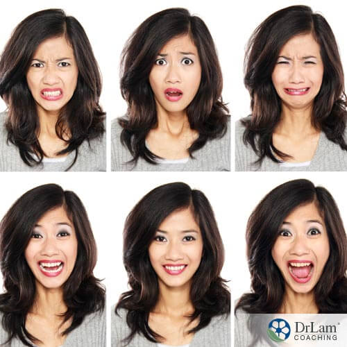 woman making many faces during emotional events