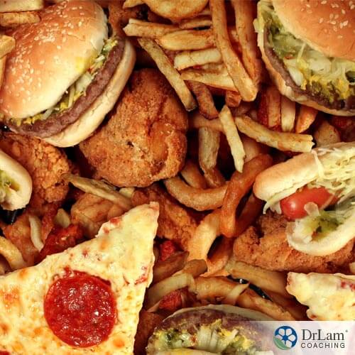 picture of trans fats foods such as pizza, burgers, and fries