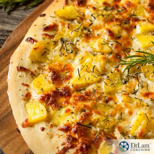 sweet potato pizza dough with rosemary and pineapples
