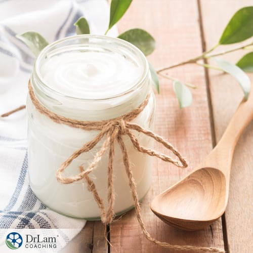Mason jar containing yogurt to reduce inflammation
