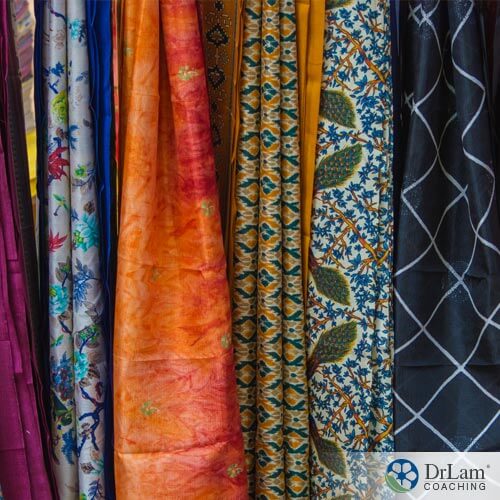 an assortment of healthy fabrics in different patterns and colors