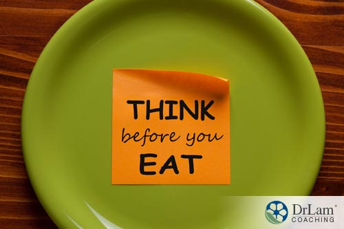 Plate with sticky note saying think before you eat for Managing IBS