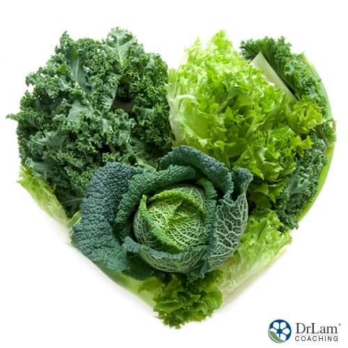 An image of Nitrate rich vegetables in a heart shape