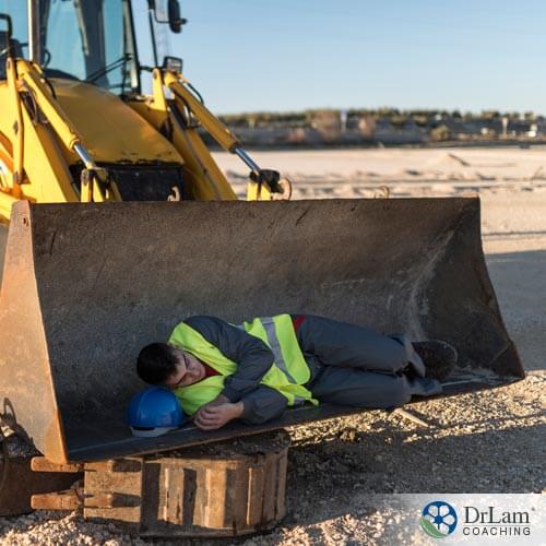 Person working but sleeping on tractor