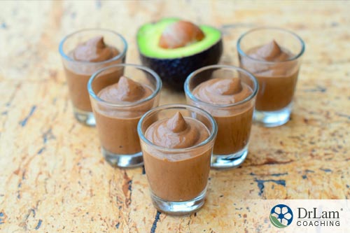 Healthy food choices using avocado and chocolate 