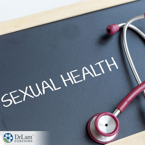 An image of a chalkboard with sexual health written on it and a stethoscope