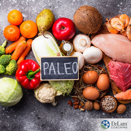 An image of food with a sign saying paleo