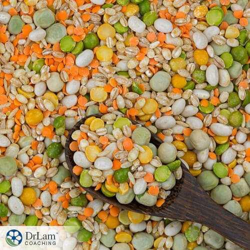 An image of dried peas, lentils and grains