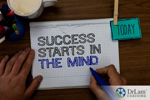 An image of someone writing success starts in the mind on graph paper