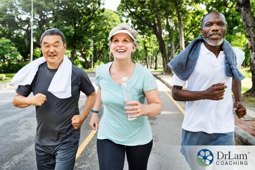 3 people walking together to improve exercise and mental health