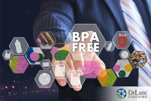 man pointing to BPA free sign, indicating that it is not one of the Sources of xenoestrogens