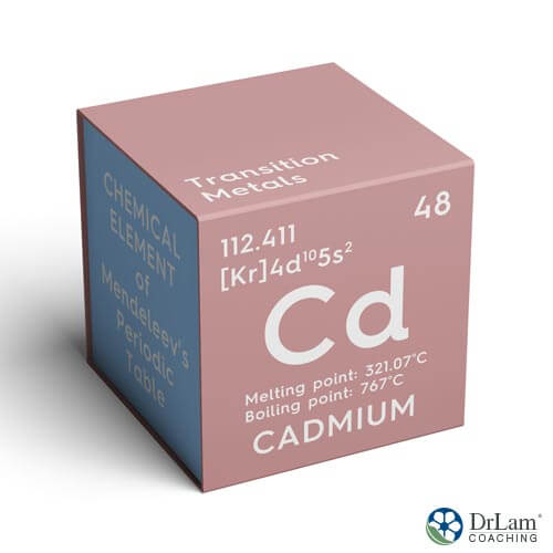 An image of the periodic metal cadmium, which may worsen the effects of adrenal gland dysfunction