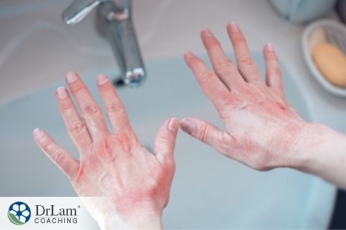 An image of two hands having negative reactions to body wash