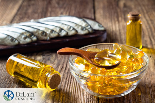 An image of fish oil supplements to help with bile acid