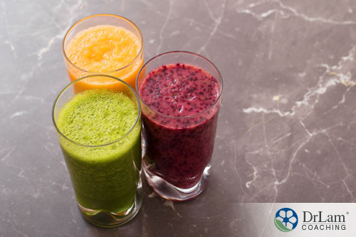 An image of different colored bone broth smoothies
