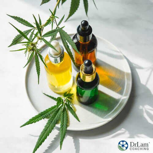 An image of 3 dropper bottles with different holistic cannabis extracts