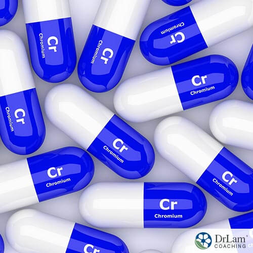 An image of blue and white capsules with the word chromium on them