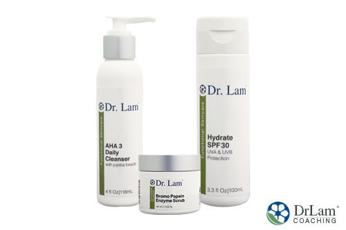 A picture of 3 products from Dr. Lam's skincare line