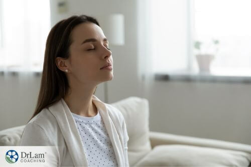 An image of a woman calmly breathing