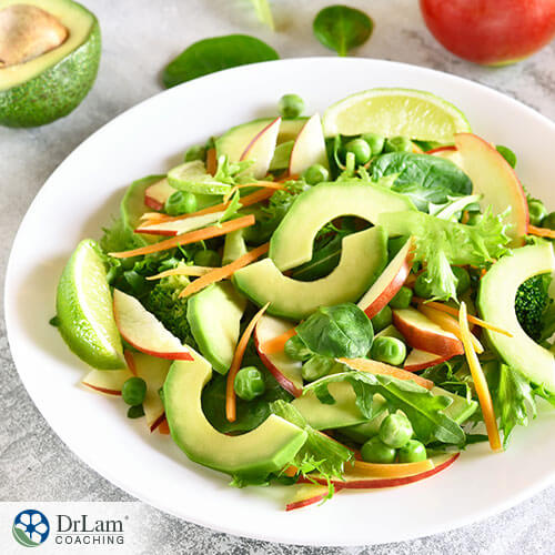 An image of a green salad with avocados