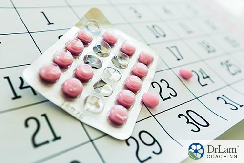 An image of a calendar and oral contraceptives
