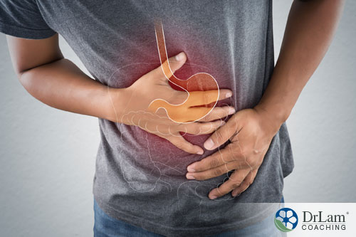 An image of a man with abdominal pain from diarrhea or constipation