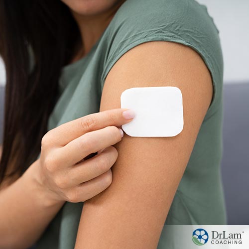 An image of a woman with a hormone patch