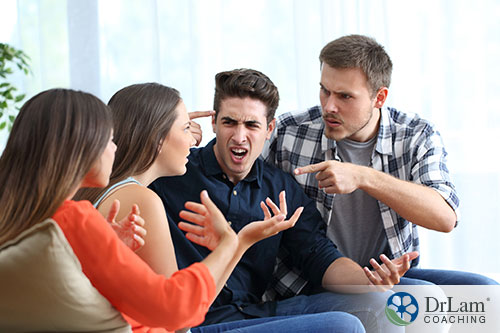 An image of a family of four arguing