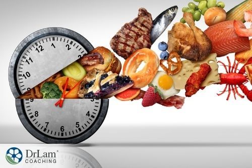An image of a clock with food spewing out of it