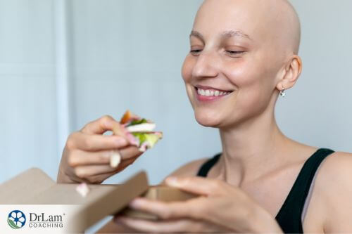 An image of a cancer patient eating