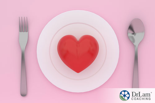 An image of a heart on an plate with cutlery around it