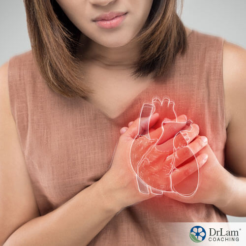 An image of a woman having heart problems