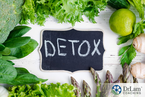 An image of green veggies surrounding the word detox