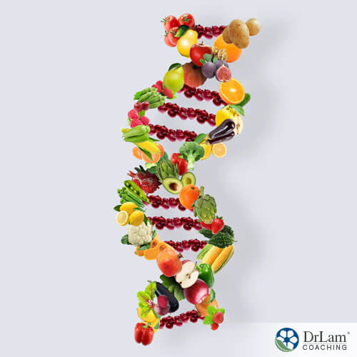 An image of detoxing food formed into a DNA strand