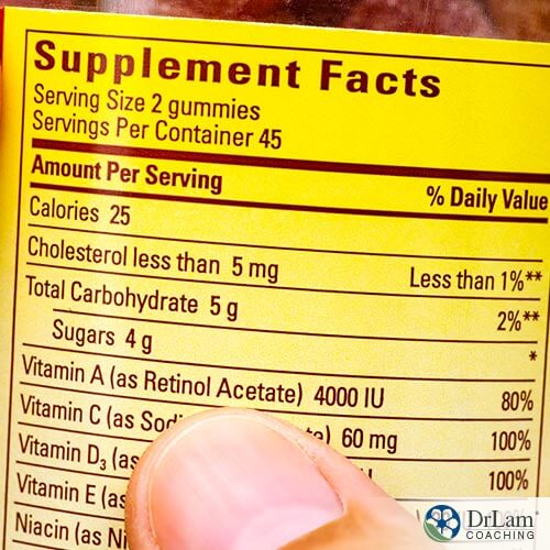 An image of a nutritional list for vitamins