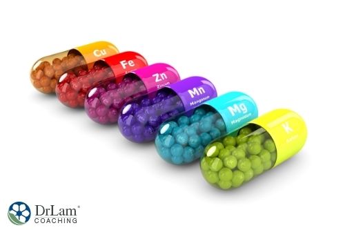 An image of nutrients packed in colorful capsules