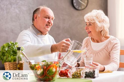 An image of an older man and woman having a healthy meal together