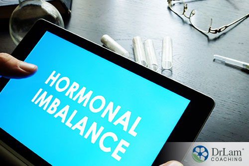An image of a tablet screen with the words hormone imbalance on it
