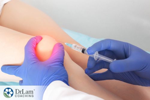 An image of a knee getting injected