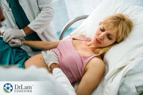 An image of a woman breathing calmly while she is in labor