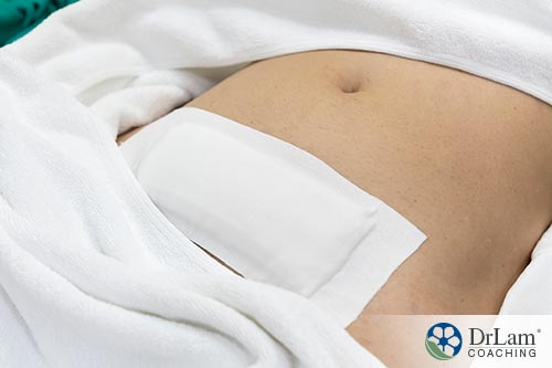 An image of a woman's abdomen with a bandage on it