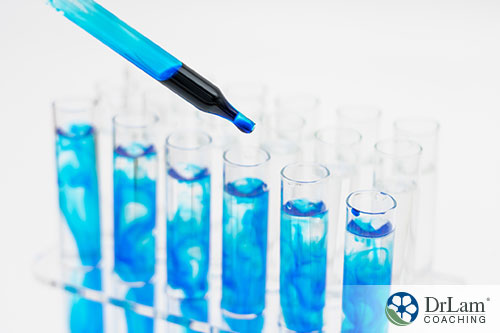 test tube samples with blue element for testing