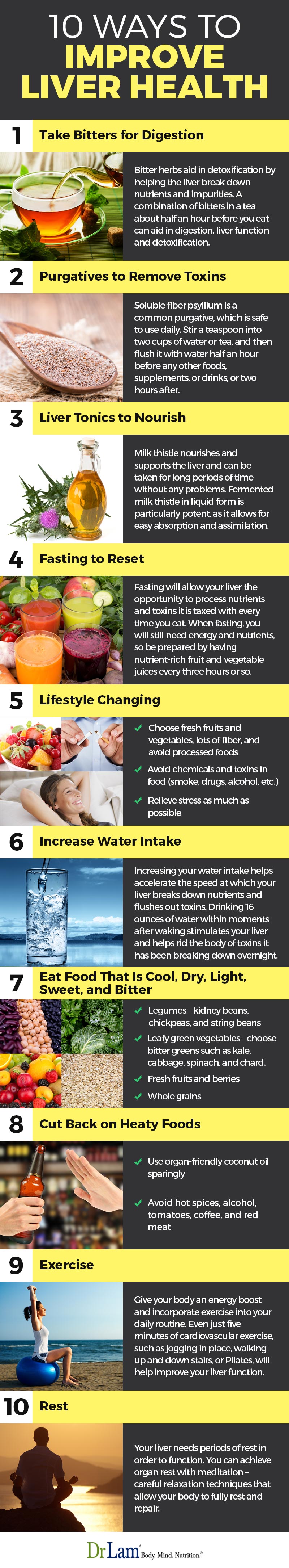 Check out this easy to understand infographic about the 10 ways to improve liver health