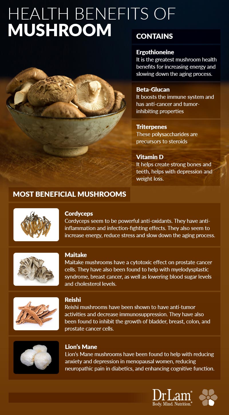 Check out this easy to understand infographic about mushroom health benefits