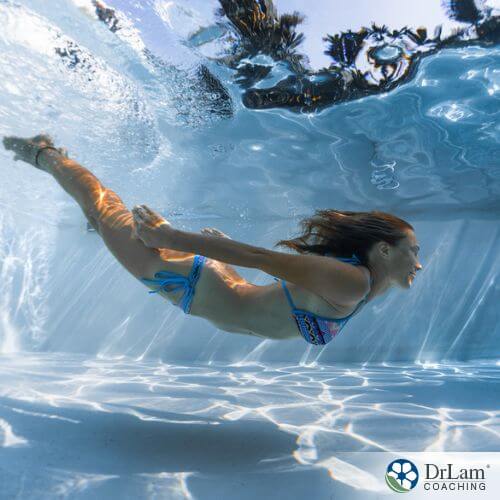 An image of a woman swimming underwater