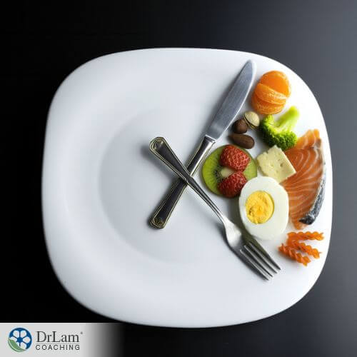 An image of a plate with healthy food on just one forth of it