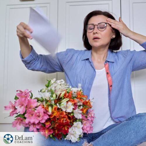 An image of a woman having hot flashes