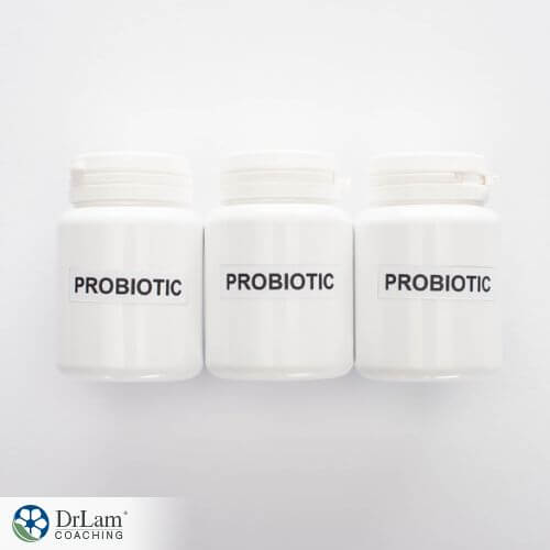 An image of three white bottles with probiotic on them