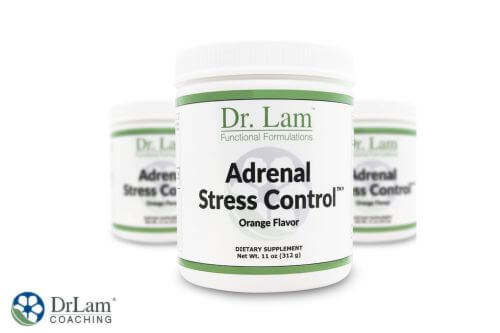An image of three jars of Adrenal Stress Control Supplement powder