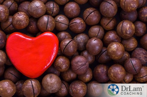 an image of macadamia nuts and a red heart